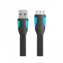 VENTION Cable Datos USB a Micro USB Plano 1MTR Negro 2A/5GBPS