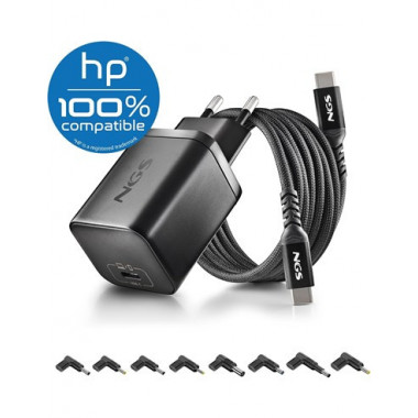 NGS Cargador para Portatil Hp Tipo C 65W con 6 Clavijas