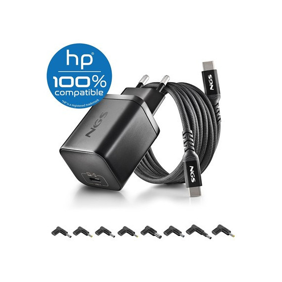 NGS Cargador para Portatil Hp Tipo C 65W con 6 Clavijas