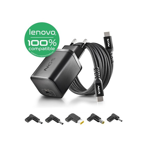 NGS Cargador para Portatil Lenovo  Tipo C Bud 65W -l con 5 Clavijas