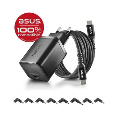 NGS Cargador para Portatil Asus Tipo C 65W con 8 Clavijas