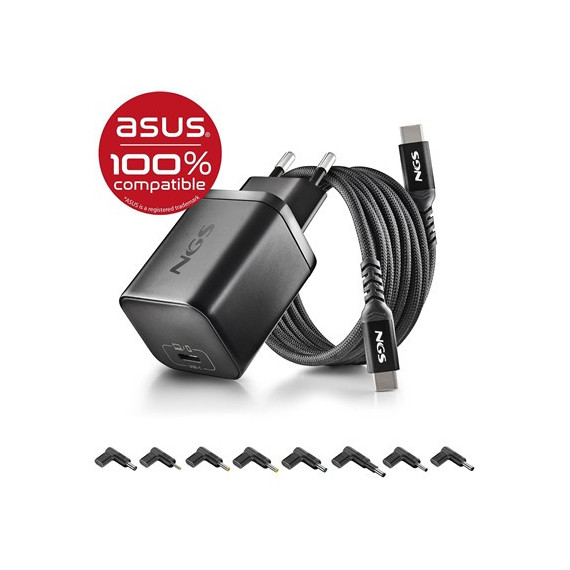 NGS Cargador para Portatil Asus Tipo C 65W con 8 Clavijas