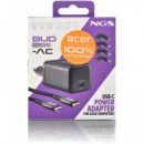 NGS Cargador para Portatil Acer Tipo C 65W con 4 Clavijas 3X1.1MM,5.5X2.5MM,5.5X2.1MM,5.5X1.7MM