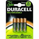Pack 4 Pilas DURACELL Aaa Recargables Nimh 1.2V (HR3-B)