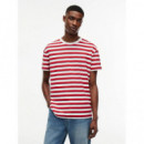 Tjm Reg Ess Stripe Ss Tee Ancient White  TOMMY JEANS