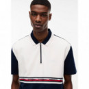 Tjm Rlx Tape Zip Polo Ancient White Colo  TOMMY JEANS