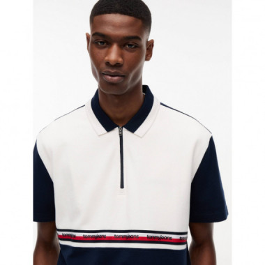 Tjm Rlx Tape Zip Polo Ancient White Colo  TOMMY JEANS