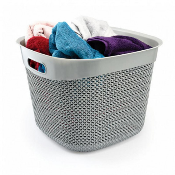 Cesta Resina Cuadrada Con Asas 36 Litros Gris