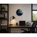 CL-INDIA Timemark - Reloj de Pared Digital Decoración Tierra con Temperatura, Calendario y Pantalla LED
