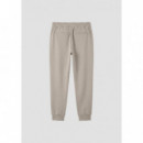 Pantalones de felpa carrot fit en interlock de algodón con logo en placa metálica de Antony Morato