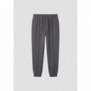 Pantalones de felpa carrot fit en interlock de algodón con logo en placa metálica de Antony Morato