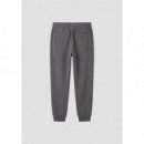 Pantalones de felpa carrot fit en interlock de algodón con logo en placa metálica de Antony Morato