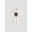 Camiseta Regular Fit en Algodón con Logo Efecto Rizo de ANTONY MORATO
