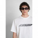 Camiseta Relaxed Fit en Algodón con Estampado Relieve Delante y en la Espalda de ANTONY MORATO