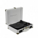Prixton VC400 Tocadiscos Maletín con Grabación a USB, y Salids Aux y RCA Blanco