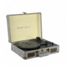 Prixton VC400 Tocadiscos Maletín con Grabación a USB, y Salids Aux y RCA Gris