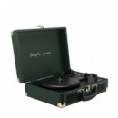 Prixton VC400 Tocadiscos Maletín con Grabación a USB, y Salids Aux y RCA Verde