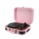 Prixton VC600 Tocadiscos con Grabación a USB, Radio FM y Salidas AUX y RCA Rosa