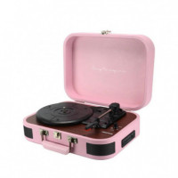 PRIXTON VC600 Tocadiscos con Grabación a Usb, Radio Fm y Salidas Aux y Rca Rosa