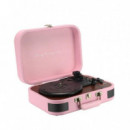Prixton VC600 Tocadiscos con Grabación a USB, Radio FM y Salidas AUX y RCA Rosa