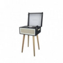 Prixton Tocadiscos Detroit Estilo Vintage, Bluetooth, Radio FM, Salida 3.5mm