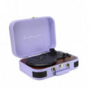 Prixton VC600 Tocadiscos con Grabación a USB, Radio FM y Salidas AUX y RCA Lila
