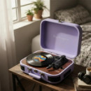 Prixton VC600 Tocadiscos con Grabación a USB, Radio FM y Salidas AUX y RCA Lila