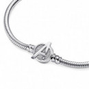 Pandora Marvel Los Vengadores de Marvel Pulsera Pandora Moments en plata de ley Cadena de Serpiente Cierre Logo 590784C00