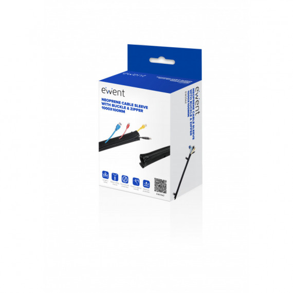 Manguito Protector Neopreno EWENT para Gestion Cable con Cremallera y Hebillas