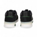 ZAPATILLA ANTE PERFORADO PIEL NEGRO