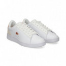 ZAPATILLA LOGO ORO ROSA PIEL BLANCO