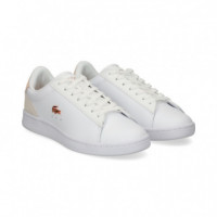 Zapatilla Logo Oro Rosa Piel Blanco  LACOSTE