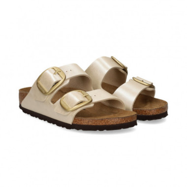 SANDALIA 2 HEBILLAS METALIZADA PERLA