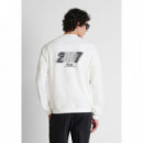 Sudadera de corte relajado, mezcla de algodón, con estampado de terciopelo engomado de Antony Morato.