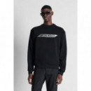 Sudadera de corte relajado, mezcla de algodón, con estampado de terciopelo engomado de Antony Morato.