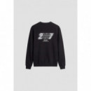Sudadera de corte relajado, mezcla de algodón, con estampado de terciopelo engomado de Antony Morato.