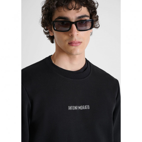 Sudadera de corte regular en algodón interlock con logo plateado estampado de Antony Morato.