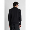 Sudadera de corte regular en algodón interlock con logo plateado estampado de Antony Morato.