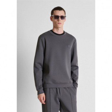 Sudadera de corte regular con tejido interlock y placa de logo en el pecho de Antony Morato.