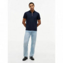 LIQUID COTTON ZIP REG POLO NAVY BLUE