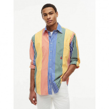 PREP ICON STRIPE RLX SHIRT BRILLIANT ORA