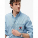 RWB DENIM EMB BTD SHIRT LIGHT BLUE DENIM