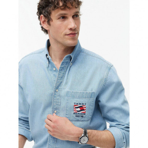 RWB DENIM EMB BTD SHIRT LIGHT BLUE DENIM