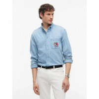 Rwb Denim Emb Btd Shirt Light Blue Denim  TOMMY HILFIGER