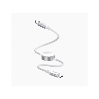 WOOX Cable de Carga Magnetica 2 En 1 Tipo C M/M Para iWATCH 60W 1Mtr Blanco MX0223