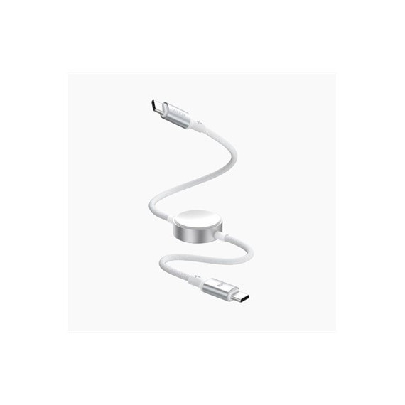 WOOX Cable de Carga Magnetica 2 En 1 Tipo C M/M Para iWATCH 60W 1Mtr Blanco MX0223