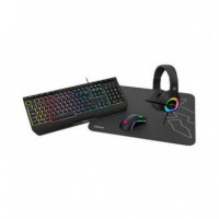 Krom Pack Kenya Gaming - Caja Deteriorada Pack Raton Teclado Alfombrilla Auriculares Argb  KROM GAMING