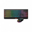 Krom Teclado y Raton Kabala Wireless Rgb Gaming - Caja Deteriorada Teclado Membrana Rgb/raton 4800DPI/ANTI-GHOSTING  KROM GAMING