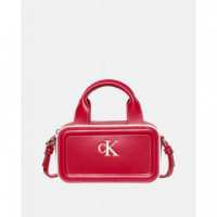 CONTRAST CK MINI BAULETTO BAG BORDEAUX W