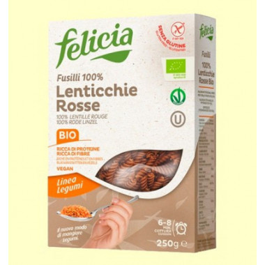 FUSILLI LENTEJA ROJA BIO 250 GR FELICIA BIO